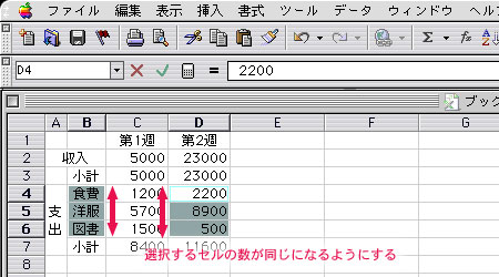 範囲の選択