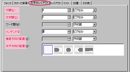 文字のレイアウト